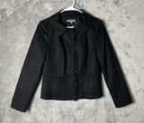 Ann Taylor Black Wool Cashmere Fur Trim Blazer Quiet Luxury‎ Classic Chic Size 8 Photo 0