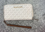 Michael Kors Beige and Gold Logo Wristlet Photo 0