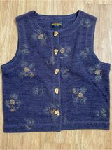 Woolrich Navy Blue Pinecone Embroidered Knit Vest Photo 0