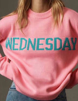 English Factory Weekday Motif Sweater In Pink size Small Wednesday pink Photo 0