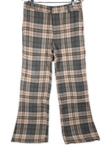 AREA STARS Plaid Wide Leg Pants Trousers Womens‎ Large Pink Grey Flannel Blend Photo 0