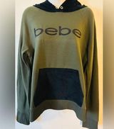 Women’s Bebe olive green Black velvet Sweatshirt Hoodie Photo 0