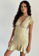 Motel Rocks NWT Gysele Mini Dress in Flowing Flower Yellow Photo 0