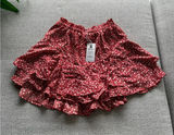 Jekaoyi Red Floral Ruffle Mini Skort Elastic Waist‎ Ditsy Print Small NWT Photo 0