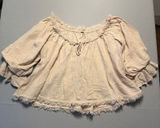 Free People Boho Frayed Gauze Peasant Blouse Top Beige Women Size Medium Photo 0