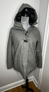 Cabela's Women's Sz:S Sherpa Lined Grey Hooded Parka Jacket Full Zip Horn Toggle Photo 0
