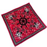 Disney Pirate Mickey Mouse Red Bandana 21" Cotton Square Scarf Skull Crossbones Photo 0