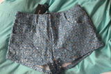 Sparkly sequin White Fox Jean shorts Photo 0