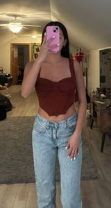 Brown Shein Ruched Bust Tank Top Photo 0