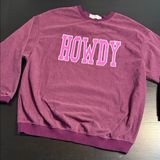 One‎ Eleven North Purple Howdy Corduroy Sweatshirt Womens Large Graphic Pullover Photo 0