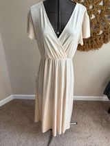 NWT Piper & Scoot Champagne Midi Dress Elastic Waist Soft velvety material Photo 0