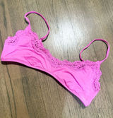 Skims Pink lace bralette with adjustable straps. Size: XL Photo 0