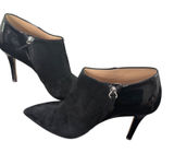 WHBM Pointed Toe Black‎ Suede Patent Leather Ankle Booties Mix Media Size 8 Photo 0