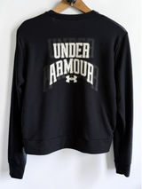 Under Armour Womens Rival Fleece Crewneck Sweatshirt Black Graphic Logo Small Photo 0