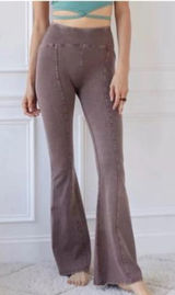 Out From Under Urban Outfitters Aria Seamed Flare Pants Brown Acid Wash Small Photo 0
