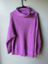 Aerie Purple Chunky Knit Oversized Turtleneck Sweater Women’s Large Photo 0