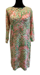Crown & Ivy Beach Long Sleeve Pink/Coral and Green XS Mini Dress Photo 0