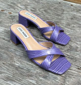 Steve Madden Women Gaia Block Heel Slide Sandals Size 6.5 Violet‎ Faux Leather Photo 0