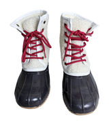 Sugar Skipper Duck Boots Sherpa Faux Fur Rain Boots Women Size 6 Brown Cream Photo 0