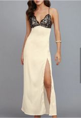 Crisscross Lace Detail Split Long Dress Photo 0
