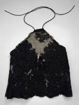 Luxe Fashion Label Black Lace Halter Neck Top with Full Back Zipper‎ Photo 0