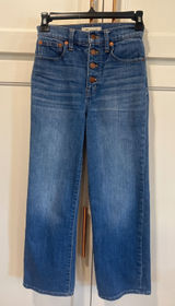 Madewell Womens Button slim Wide Leg crop size 23 Denim Jeans Medium Wash casual Photo 0