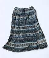 Vintage Y2K Blue Boho Indian Cotton Adjustable Drawstring Maxi Skirt One Size 💙 Photo 0