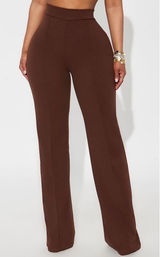 Nova Luxe Victoria High Waist Flare Leg Pants Brown 24GWY4478AB XS 35 Inseam Photo 0