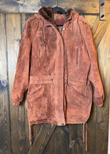 VTG The Legend Of Real Leather Suede‎ Faux Fur Lined Hooded Jacket Parka Photo 0