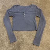 Brandy Melville John Galt Blue Cropped Long Sleeve Photo 0