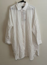 Lands‎ End M L White Button Up Shirt Tunic Mini Dress Swim Cover Up Beach Resort Photo 0
