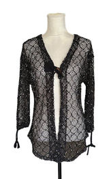 Kaktus Y2k Toggle Closure Lace Knit Open Front Cardigan Front Goth Fairy Sz XL Photo 0