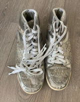 COACH HI-TOP SNEAKERS,‎ Silver Metallic & Off-White, Size 9M, Norra A1424 Photo 0