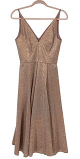Dress The Population‎ Delilah Rose Gold Metallic Fit Flare Midi Dress S Glam Photo 0