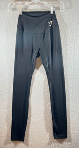 1101 | Gymshark High Waisted Logo Athletic Compression Leggings Black Womens S Photo 0