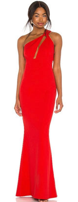 Revolve x Katie May Edgy Dress Red One Shoulder Cutout Maxi Gown‎ Dress Medium Photo 0
