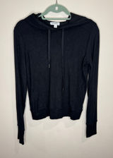 Evereve Zoey‎ Ribbed Inset Hoodie NWT sz XS Black Photo 0