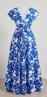 Blue Floral Maxi Dress Size XL Photo 0