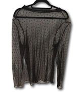 Womens Sheer Black Polka Dot Blouse XL Photo 0