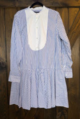 Polo Ralph Lauren Striped Bib-Front Poplin Dress Preppy Chic Tuxedo Dress Sz 14‎ Photo 0