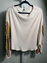 242. We The Free Free People Cream Thermal Boho Mixed Print Sleeve Top Photo 0