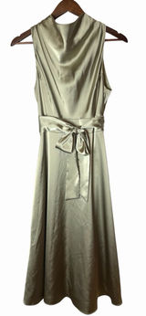Antonio Melani Kinnon Satin Sage Green Drape Neckline Self Tie Dress 6 Photo 0