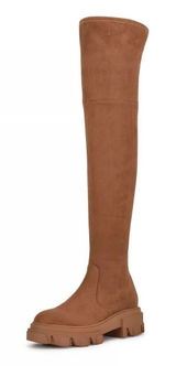 NEW Nine West Cellie2 Brown Suede Over Knee Thigh High Lug‎ Sole Boots 6 Photo 0