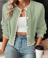 Green Heart Button Lace Cardigan Photo 0