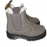 Dr. Martens Gray Tumbled Nubuck Leather Faux Fur Fleece Lined BEX FL Chelsea Boot 36 5 Photo 0