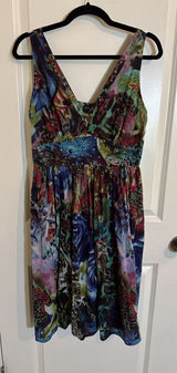 Vintage Lola P Y2K Floral Sleeveless Embellished Dress Size Large Boho Whimsy Photo 0