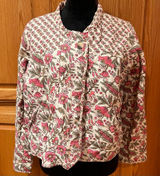 Anthropologie dRA Los Angeles Quilted Floral Print Jacket Zipper Cuffs Sz Large Photo 0