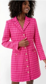 Pomander Place Magenta Tweed Stacie Houndstooth Pink Dress Tuckernuck Small S * Photo 0