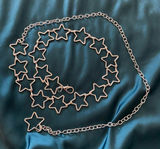 Silver Y2K Open Star Link Cutout Waist Chain Belt, Fits 21-38 Inches, X7GA1415 Photo 0