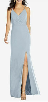 NWT Thread‎ Dessy CRISS CROSS BACK MERMAID WRAP DRESS Blue MIST SZ 6R Gown Dress Photo 0